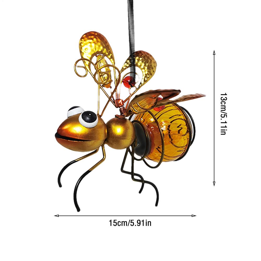 Solar Iron Insect Statue With LED Fairy Light Outdoor Waterproof Hanging Tree Ornament For Fence Yard Courtyard Garden Art Decor