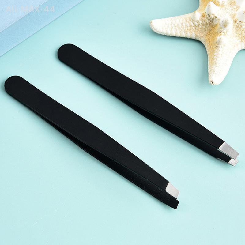 1Pcs Precision Stainless Steel Slant Tip Tweezers for Eyebrow & Facial Hair Removal Blackhead Removal Pointed Angle Tip