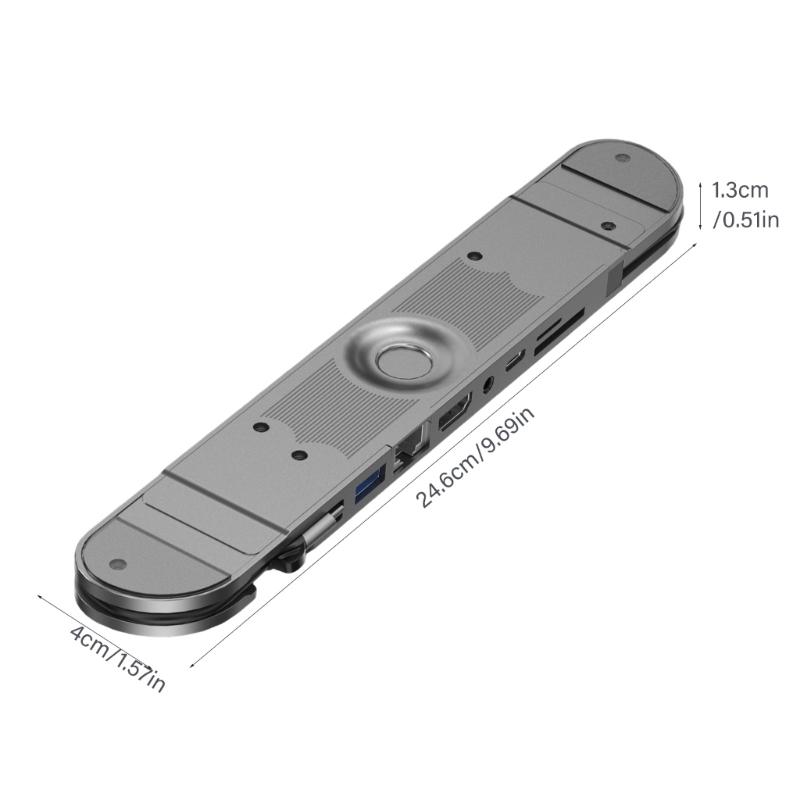 Foldable Aluminum USB C Stand Dock 7 Port Expansion Dock 4K60Hz 100W Charging Ethernet Card Reader For Laptops