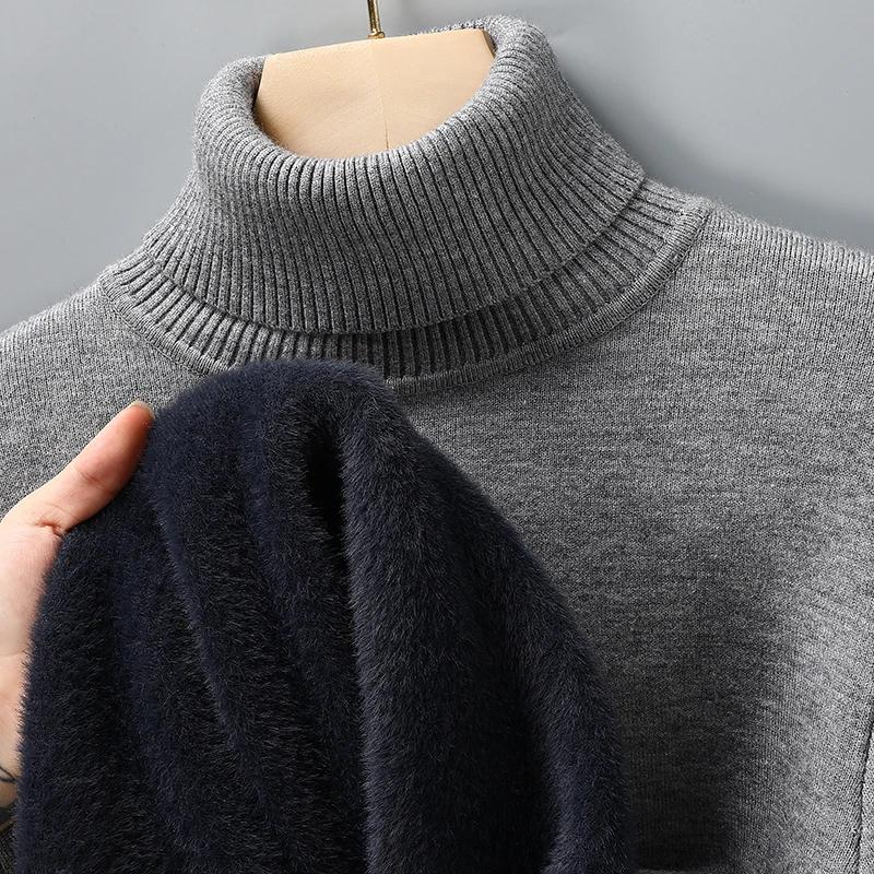 Autunno Inverno Abbigliamento Sportivo Uomo Maglione a Collo Alto Lavorato a Maglia Vestibilità Slim Manica Lunga Pullover Colore Unico Abbigliamento Uomo