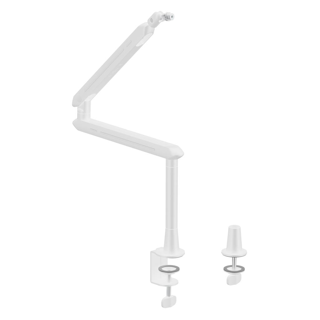 Archiss Microphone Arm, 2-Level Height Adjustment, Low Profile, Mounting Method (Clamp, Grommet), White, AS-MBA02