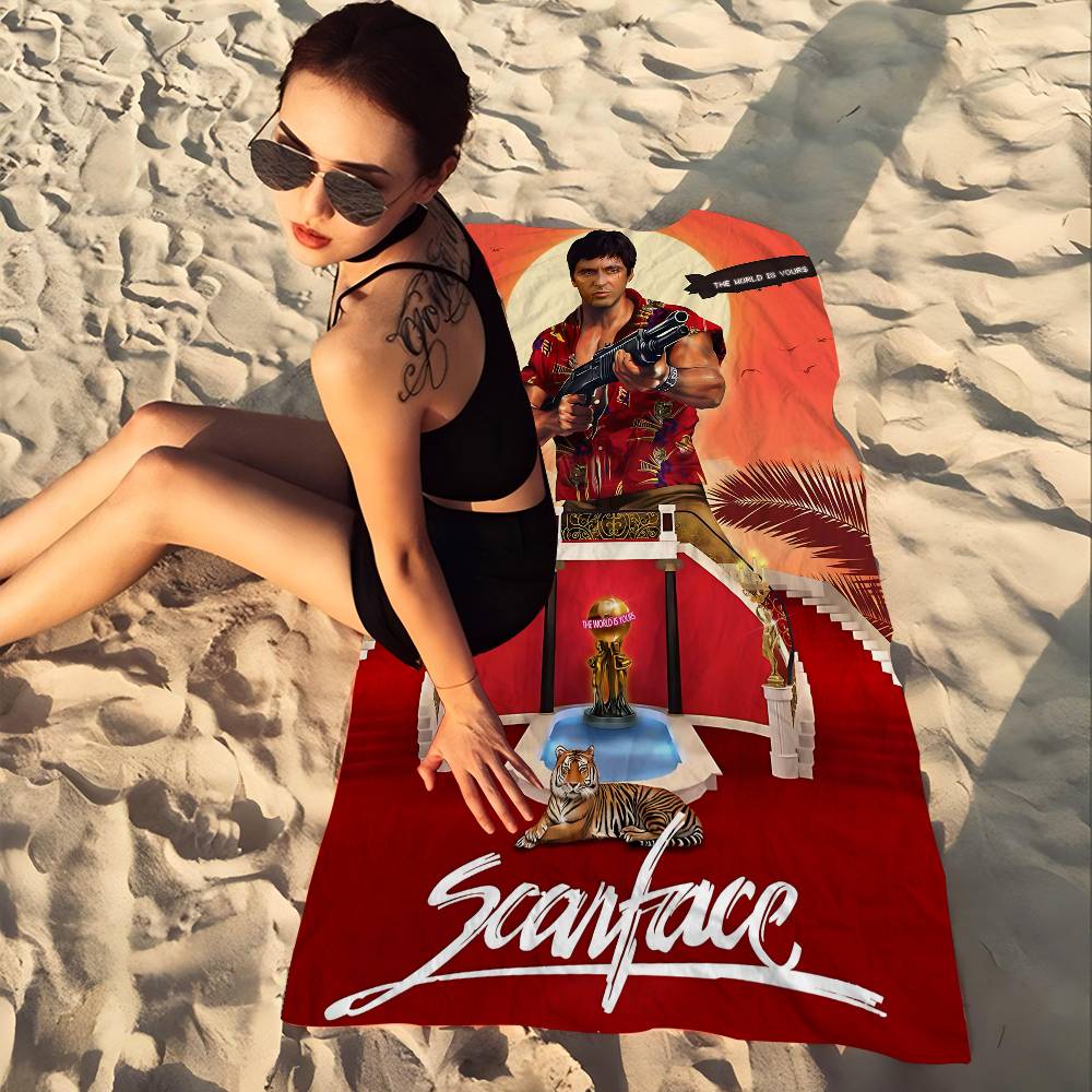 S-Scarface 1983 Film Microfiber Blanket Quick Drying Beach Towels Oversized Printing Super Absorbent Pool Towel Blanket