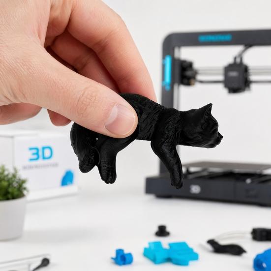 DYS Cute Cat Figurine Computer Monitor Decor, 3D Printed Screen TV Topper, Small Kitten Car Dashboard Ornament for Rearview Mirror, Office Desk