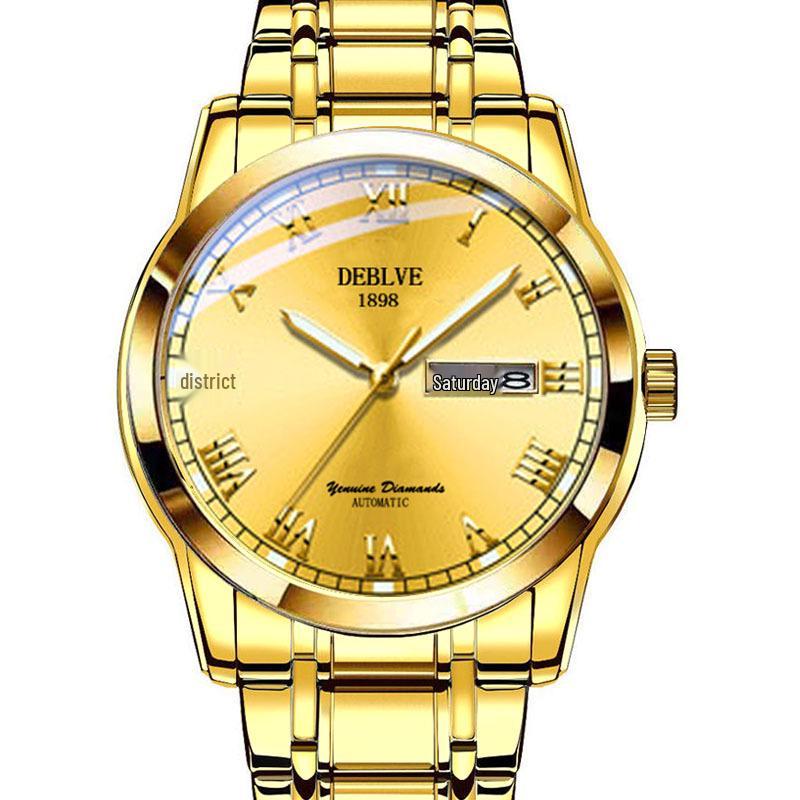 Stylish Men's Dual Calendar Quartz Watch with Luminous Waterproof Steel Band