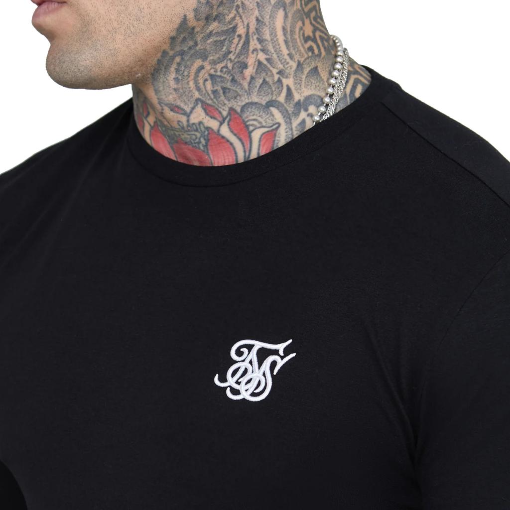 SikSilk Mens Essential Crew Neck Slim Long-Sleeved T-Shirt