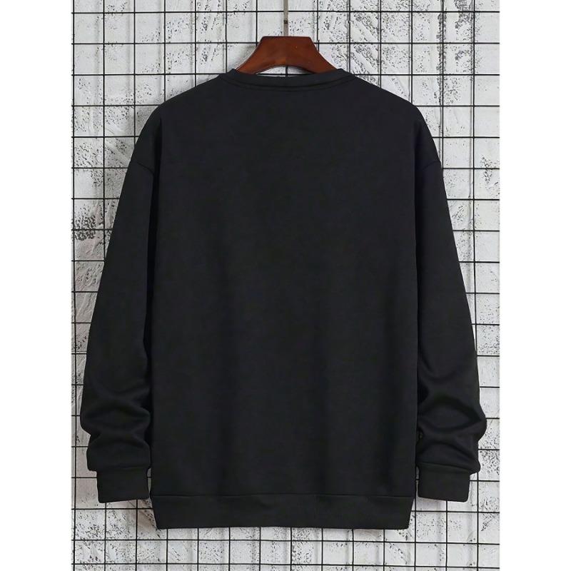 Men's Casual Crewneck Sweatshirt Boston Black Gold Print Fashion Long Sleeve