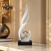 Squisiti Complementi d'Arredo per Mensole Scultura Decorativa Astratta con Sfera di Cristallo Trasparente, Statuetta Decorativa da Tavolo con Curva Fluida Moderna per Mobile Bar