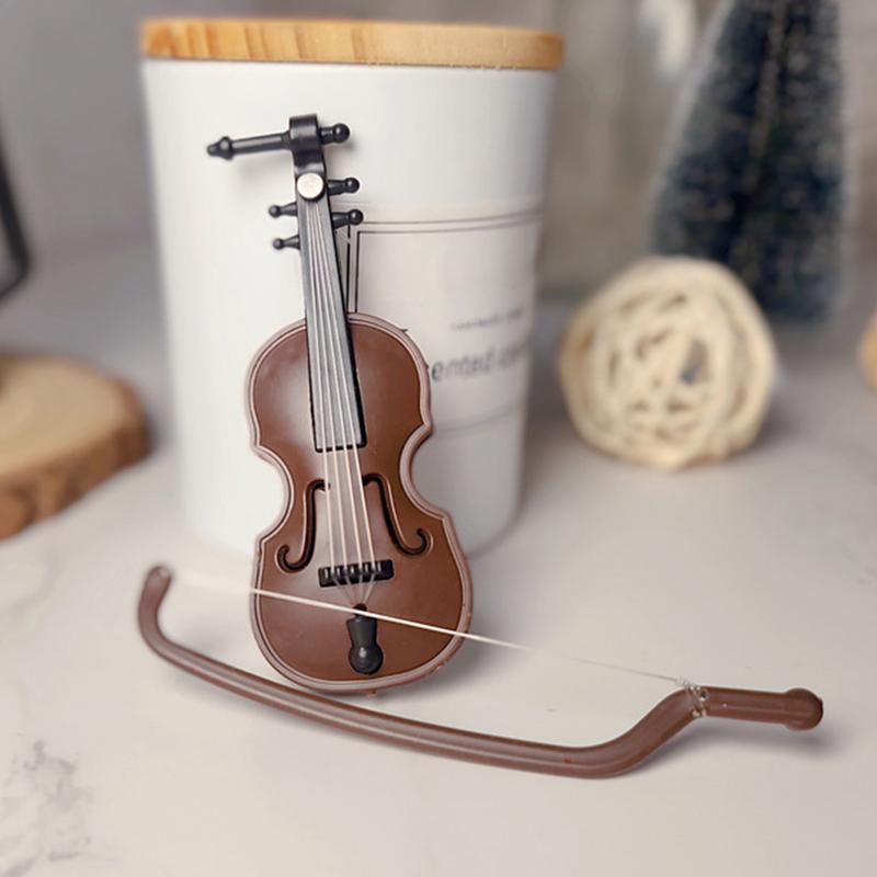 Mini Violins Ornament Miniature Violins Model with Stand for CASE Dollhouse for Home Desktop Decoration Musical Instrument