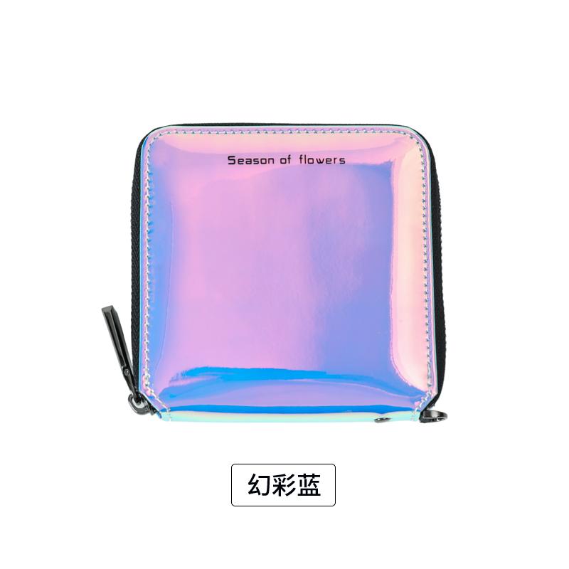 Fashionable Laser Colored Women's Short Wallet PU Leather Large Capacity Multi Card Slot ID Card Holder Long Wallet Coin Purse