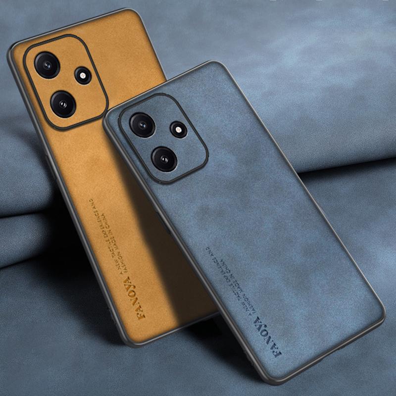 For Poco M6 Pro 5G Case Luxury PU Leather Phone Case For Xiaomi Redmi 12 5G Back Cover Silicone Shockproof Full Protection Coque