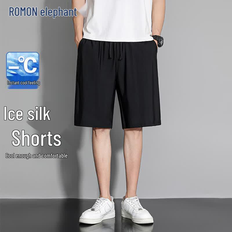 ROMON Men's Ice Silk High Elastic Casual Shorts
