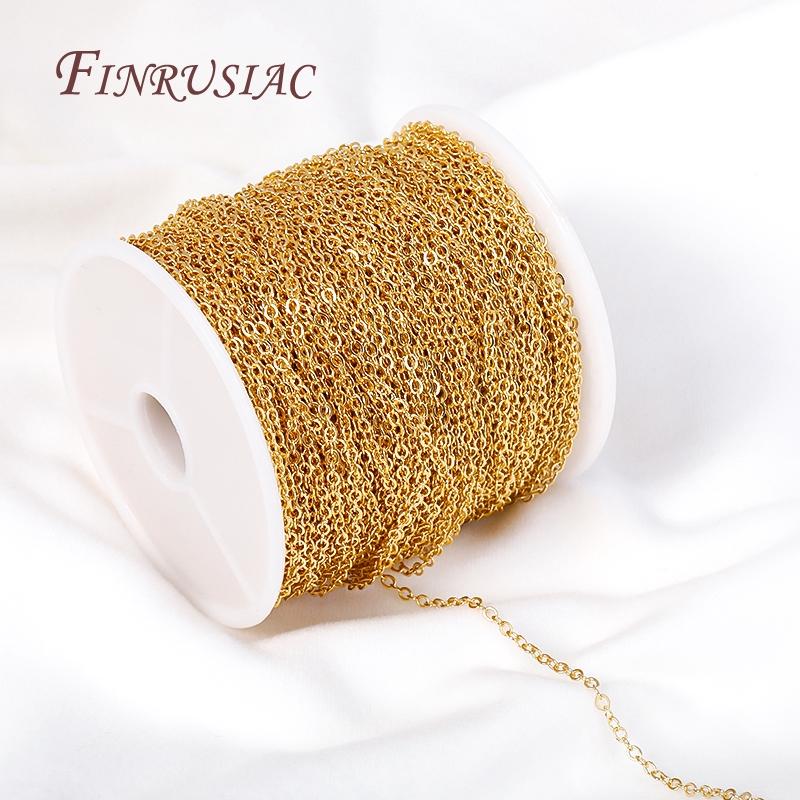 High Quality Spool Chains For DIY Necklace Bracelet Making Supplies 18K Gold Plated Metal O Shape 2.0mm Thin Chains Wholesale