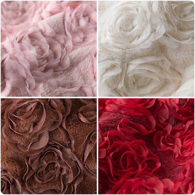 140*50cm Peony Rabbit Velvet Embroidered Plush Fabric Faux Fur Fabric For Winter Coat Fur Collar Garment Photo Props Decor