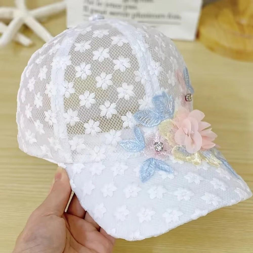 Embroidered Flower Lace Mesh Baseball Cap Breathable Trucker Hat Fashion Cycling Sun Hat  for Women