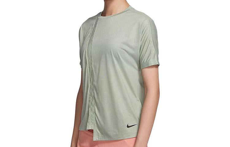 Nike T Shirts Women s Green Crew Neck Moderate Straight Fit CV8115-372 M