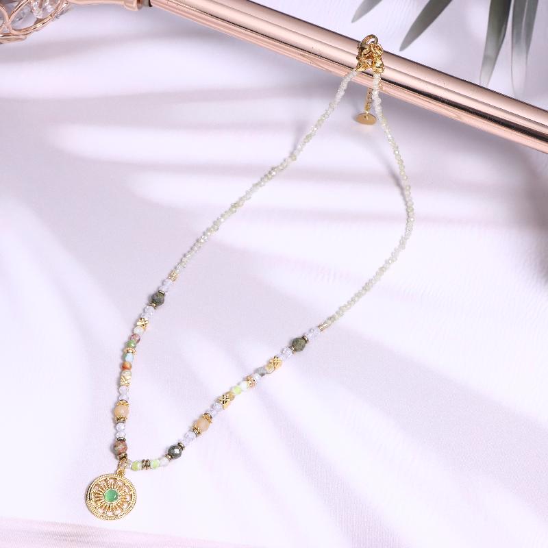 Small Fresh Natural Stone Bead Necklace Jewelry Women'S Stacked Clavicle Chain Trendy Accessories For Young Girls
