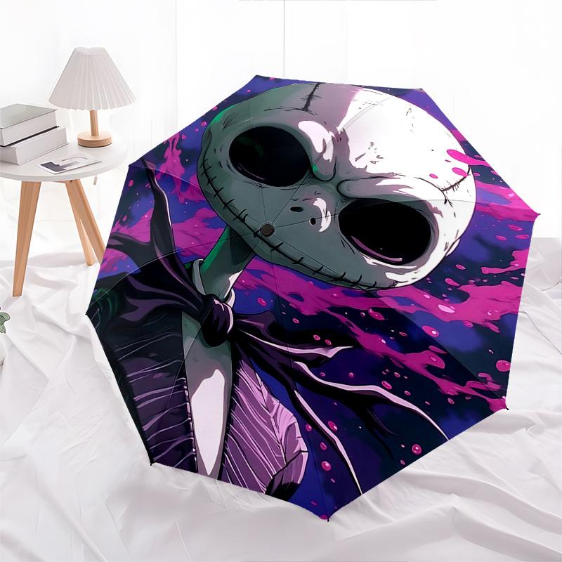 1 Auto Open Jack Skellington, Nightmare Before Christmas Themed Colorful 8-rib Portable Umbrella for Men and Women, A Compact Commuting Comp