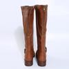 Women's Thick-soled Boots Low-heeled Round-toed Shoes New Zipper Brown Knight High Boots Retro Pu Leather Cosplay Boots New 2026