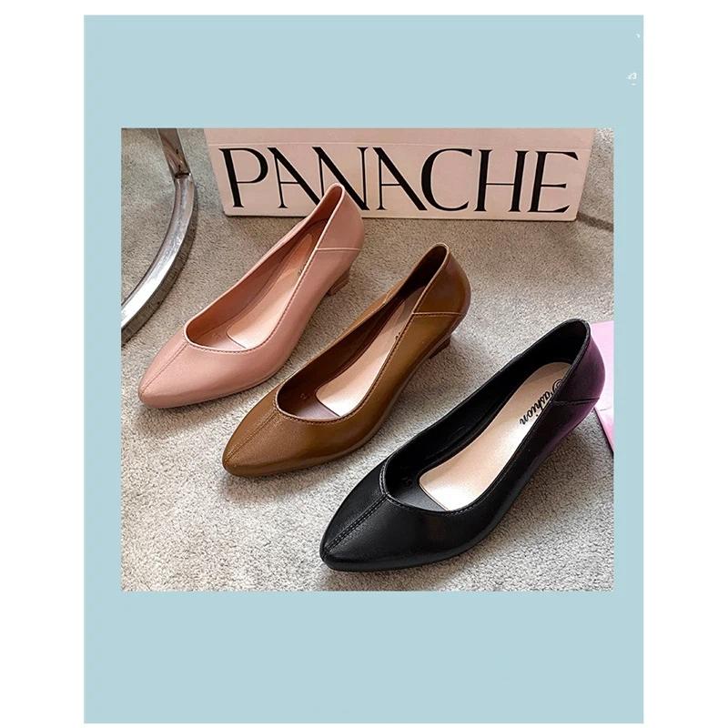 Women's Classic Pointed Toe Block Heel Pumps Casual Formal Footwear