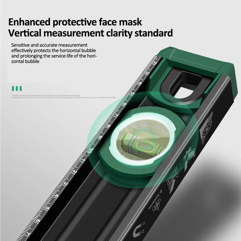 300mm/400mm/500mm Căutător de Unghi Portabil Raportor Inclinometru Riglă cu Nivel cu 3 Bule Nivel cu Bule Magnetic din Aluminiu Turnat Solid