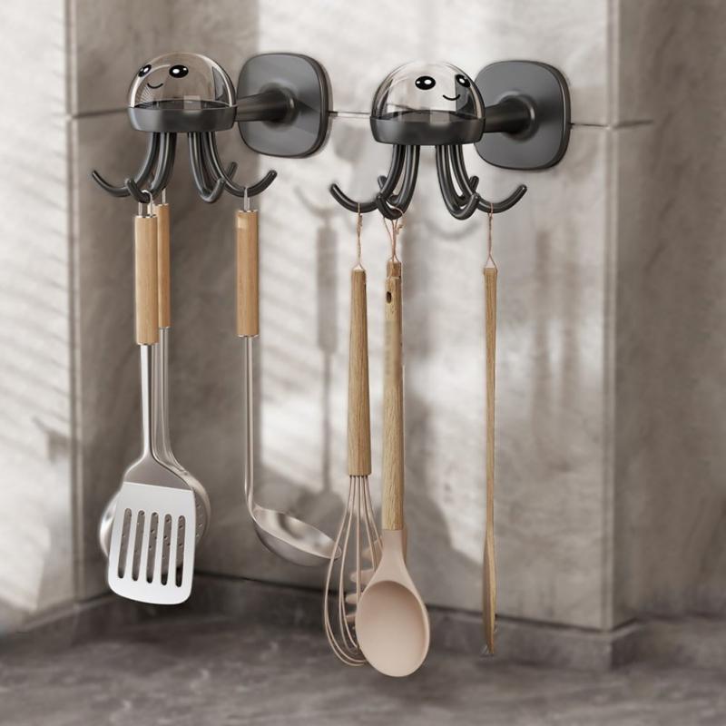 Kreativ blekksprutstil roterende krok vegg selvklebende hengestativ oppbevaringskrok