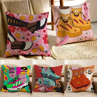 Fantasy And Creative Shoes Illustration Cushion Cover Pillowcase Antidustmite Living Room Sofa Decor Cushion Room