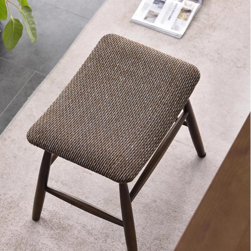 Tufted Makeup Stool Solid Wood - Scandinavian Vanity Chair with Pillow, Upholstered Bedroom Bench for Dressing Table & Entryway