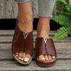 Cross-border New Large-size Hollow Slope Heel Cool Slippers Women's European and American Fish Mouth Thick Bottom