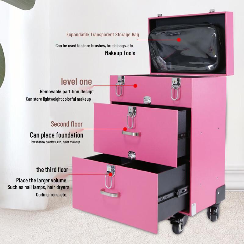 Lishen Professional Rolling Makeup Trolley Case