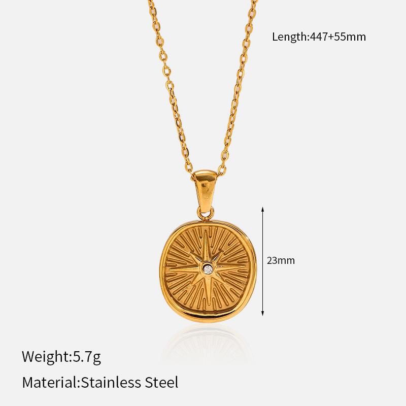 INS wind titanium steel necklace plated with 18K gold stainless steel inlaid with zirconium star and moon pendant jewelry Mother's Day gift