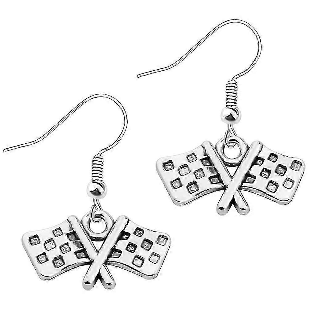 1 Paar Renn-Charme Ohrringe Schmuck Auto-Renn-Charme Ohrringe Rennflaggen-Ohrringe