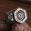 Vintage Wikinger Vegvisir Kompass Ringe für Herren Edelstahl Nordisch Odin Rabe Amulett Runenring Biker Schmuck