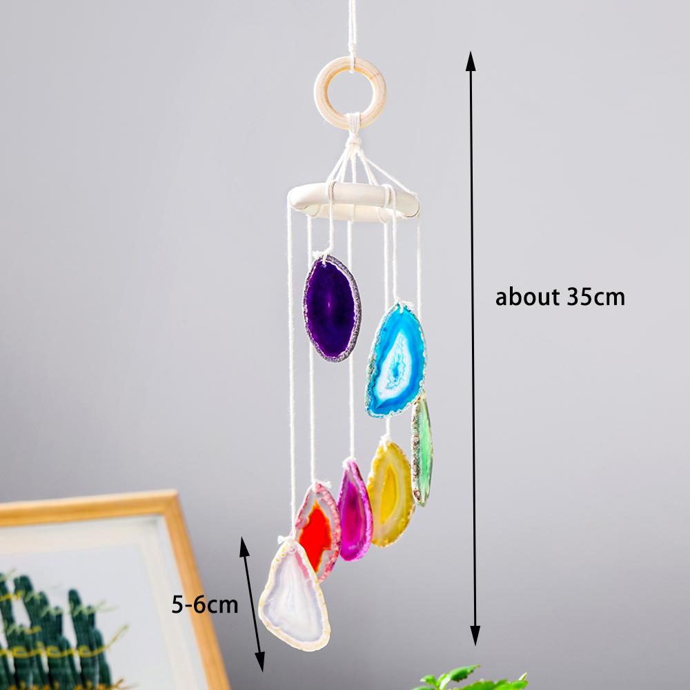 Natural Crystal Agate Windchime Reiki Healing Gemstones Pendant Crystal Wind Chime Home Garden Wall Room Ornament Decor