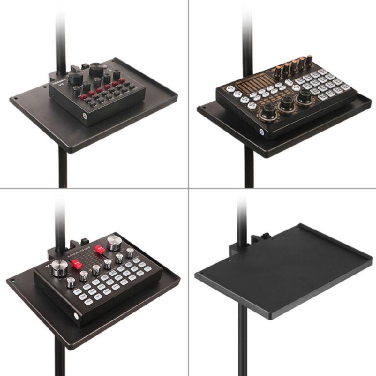 Microphone Stand Rack Tray Holder Sound Card Tray, Clamp On Shelf for Recording
