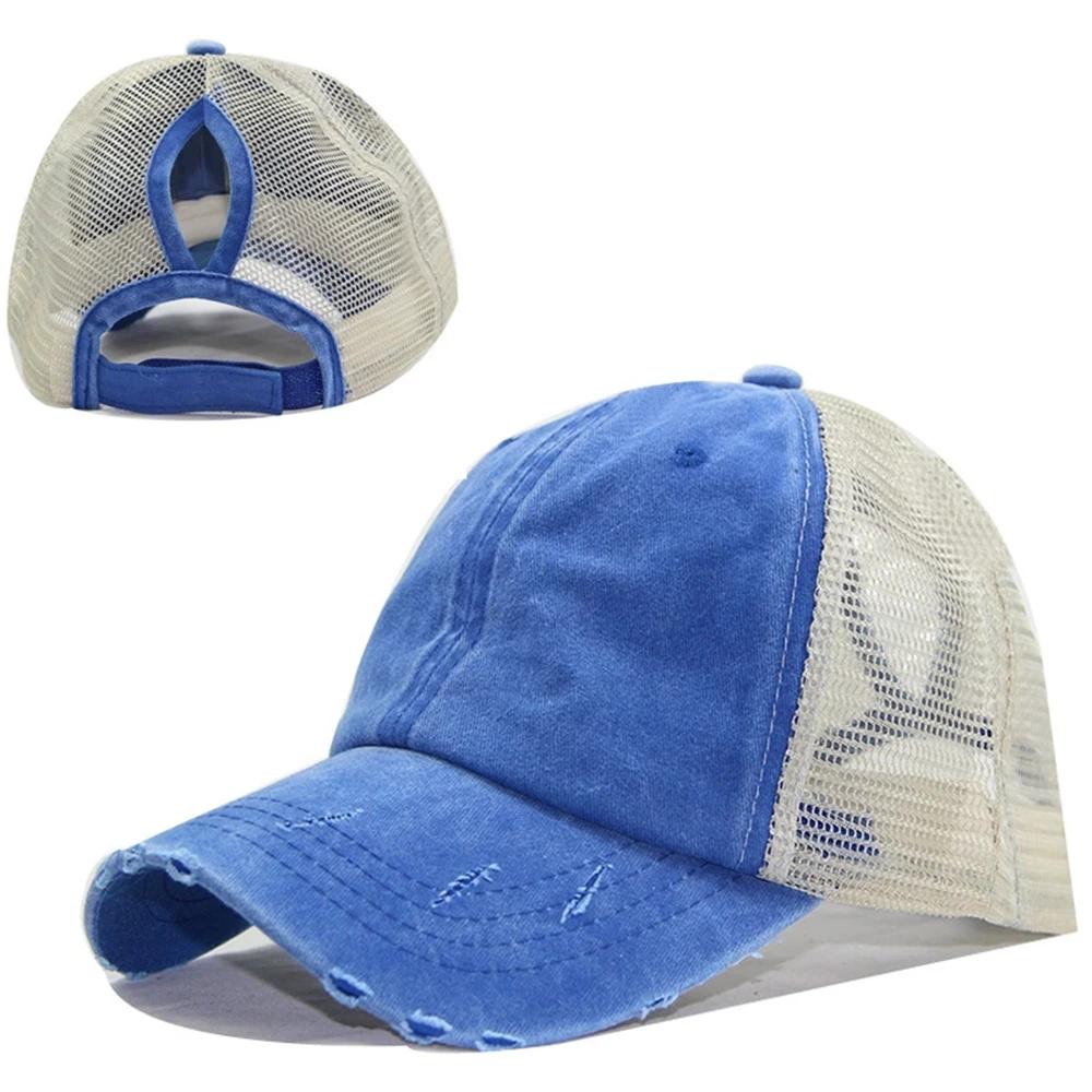 Men Women Summer Baseball Caps Washed Cotton Lightweight Breathable Hat With Mesh Holes