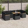 VidaXL Garden Furniture Set with Cushions 8 Pcs Black Braided Resin Acacia 3327457