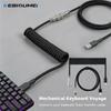 KEBIDUMEI Mechanical Keyboard Coiled Cable USB Type C Hardware Linker Aviation Braided Cable Spiral Gaming Wired Keyboard Cable