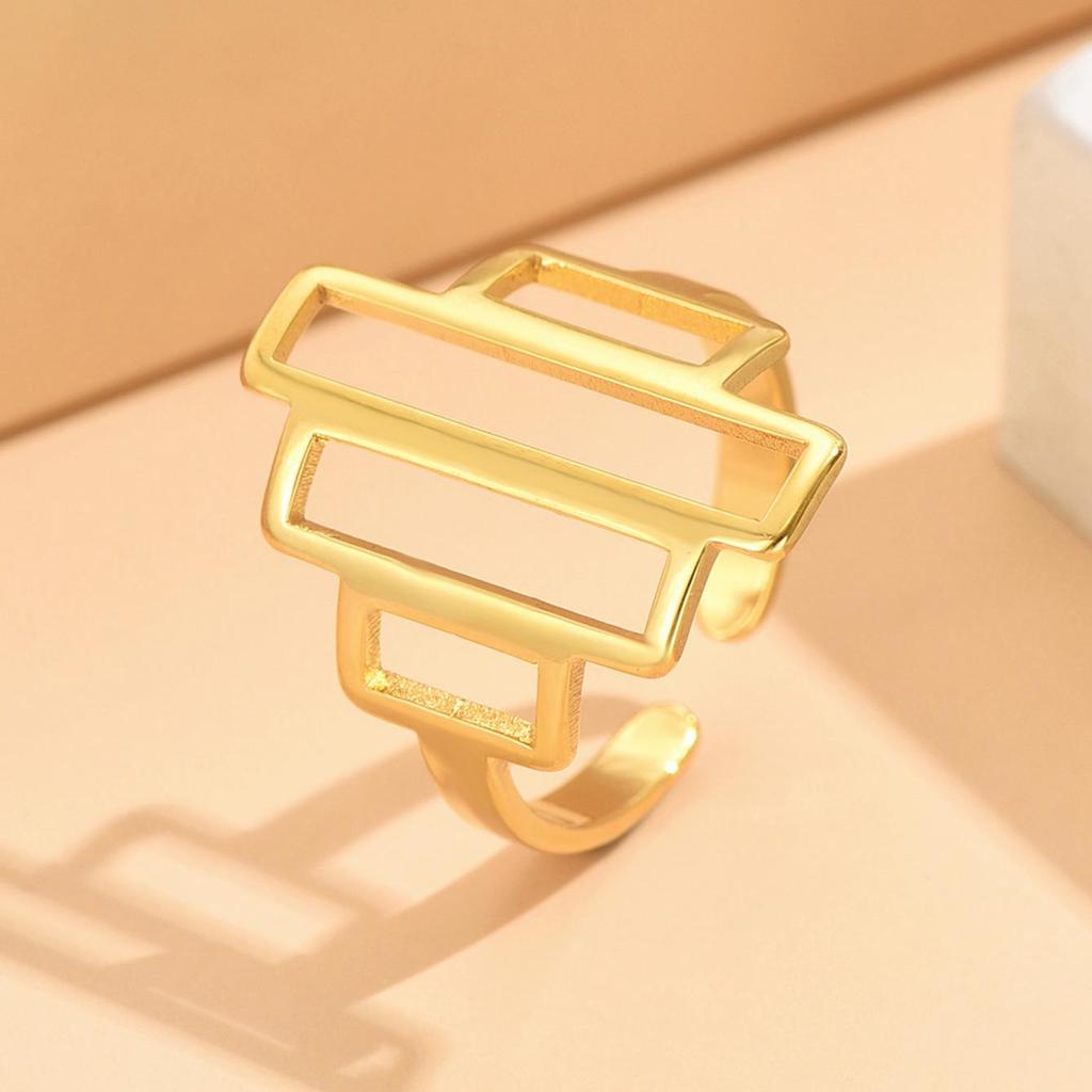 Unisex Cold Style Geometric Stainless Steel Open Ring