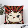 Lucky Cat Maneki Neko Pillow Case  Novelty Pillow Cover Soft Pillowcases For Chair Sofa Home Decor