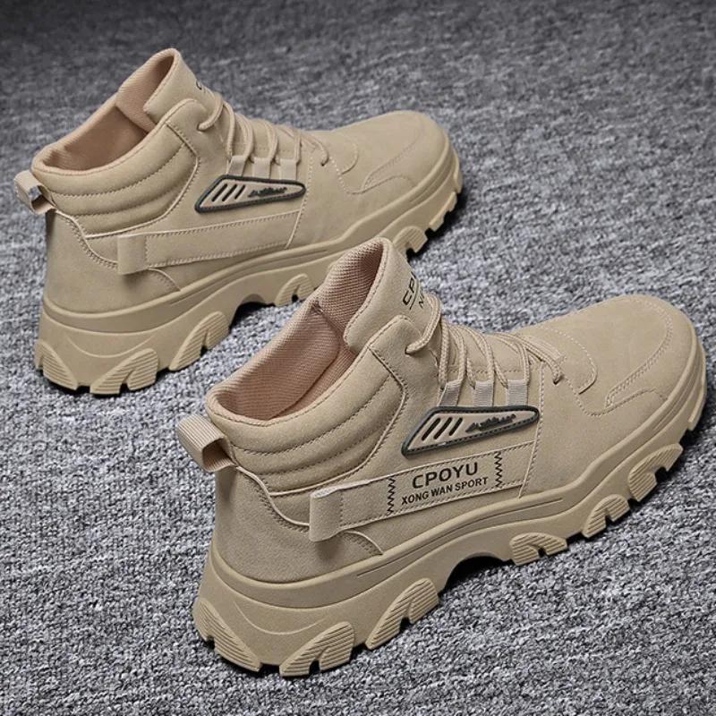 Moda Hombre Botas de Nieve Algodón Suela Gruesa Cordones Zapatos de Trabajo Modernos a Prueba de Frío Cálidos Zapatos de Algodón Botines Botines 2024