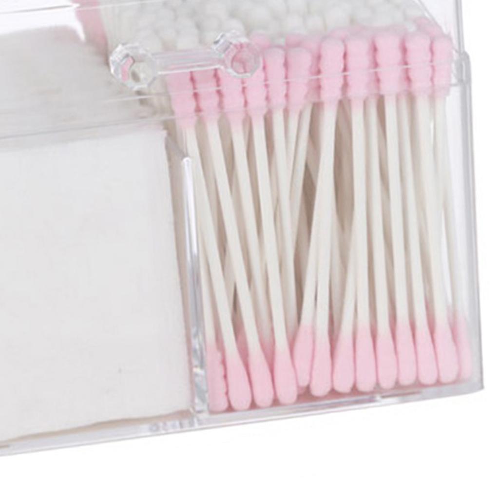 Clear Cotton Swab Box Dustproof Waterproof Acrylic Transparent Cotton Swab Organizer with Lid for Co