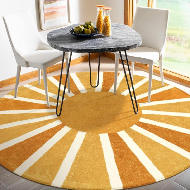 Laohemupoho Round Carpet Sofa Children's Room Rainbow Sun Pattern Bedroom Entrance Living Room Dining Room Rug Home Decor