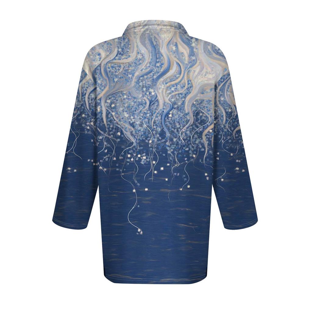 Women's Fashion Casual Lapel Short Sleeve Printed Shirt Women's Button Up Tops