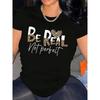 Women T-shirt Be Real Not Perfect Women's Tee Leopard Heart Graphic Black Top