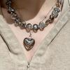 Irregular Beaded Necklace Exaggerate Heart Pendant Necklace Elegant Collarbone Chain  Party