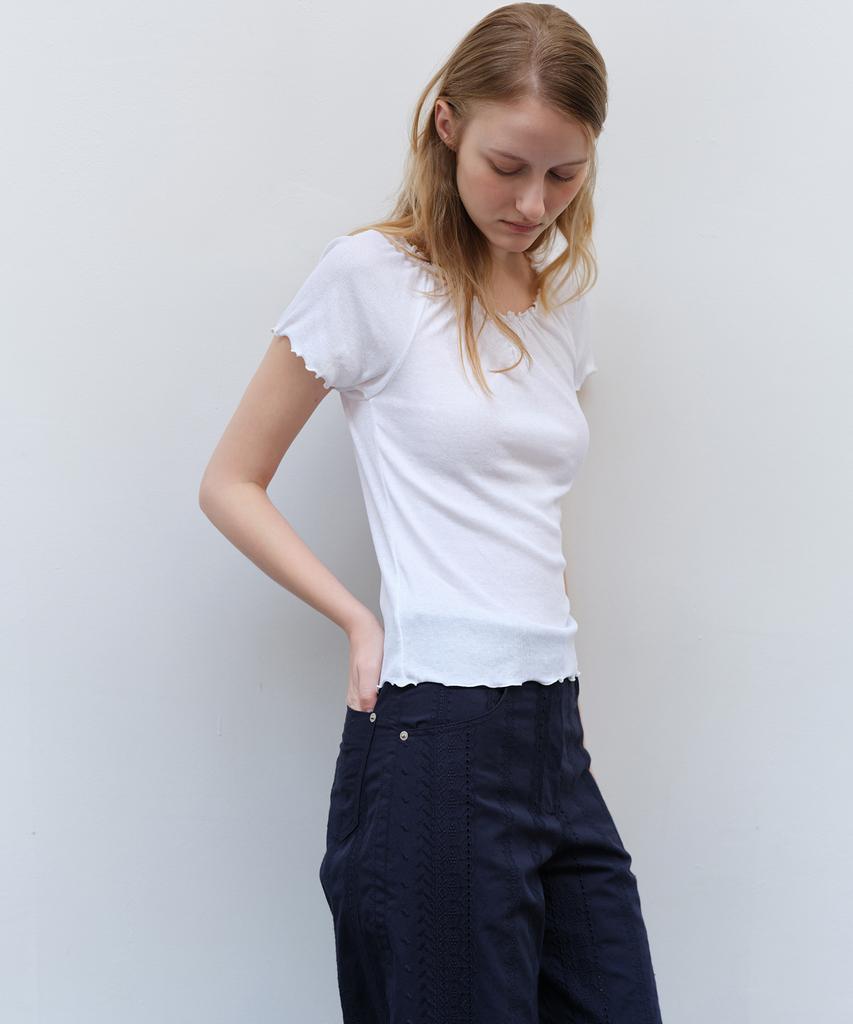 THERYE Shirring 2Way T-Shirt(White)