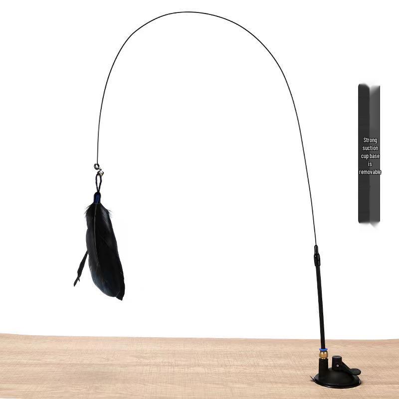 Pet Suction Cup Teaser Wand – Self-Play Toy with Replaceable Head for Cats and Dogs