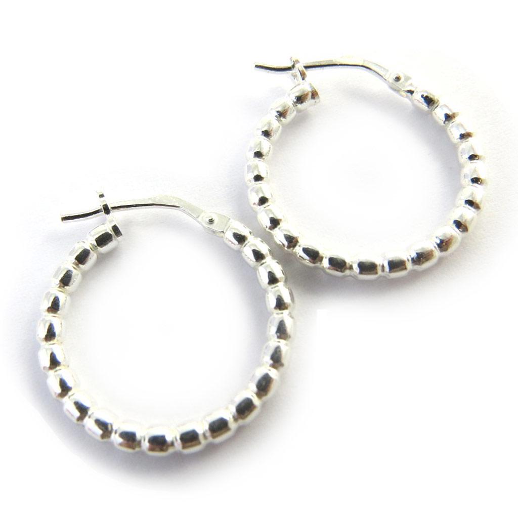 Les Trésors De Lily [M8983] - Silver Hoop Earrings 'Billes' - 20x2 Mm