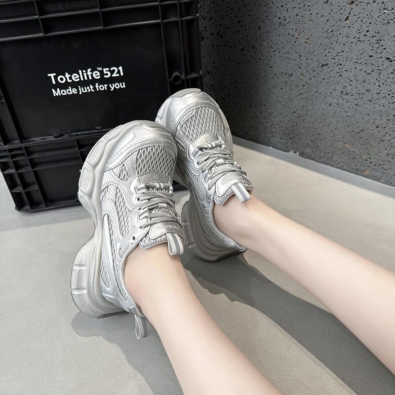 Dad Shoes Women's New Versatile Thick-soled Single-mesh Breathable Sports and Leisure Shoes Running Shoes