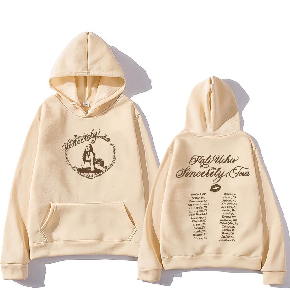 Sincerely Tour Date Hoodie Kali Uchis Graphic Pullovers Summer New Vintage Fashion Men and Women Long Sleeve Clothes